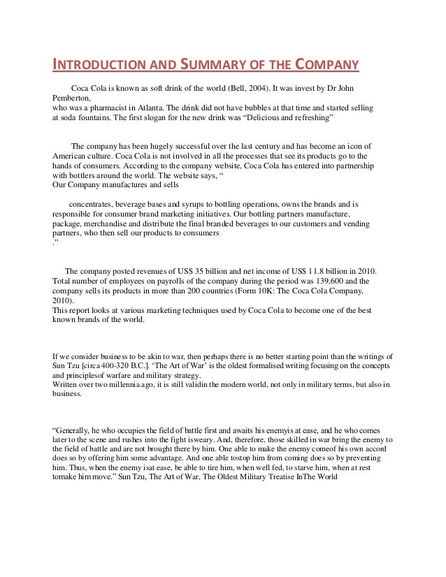 coca cola company profile pdf coca cola history